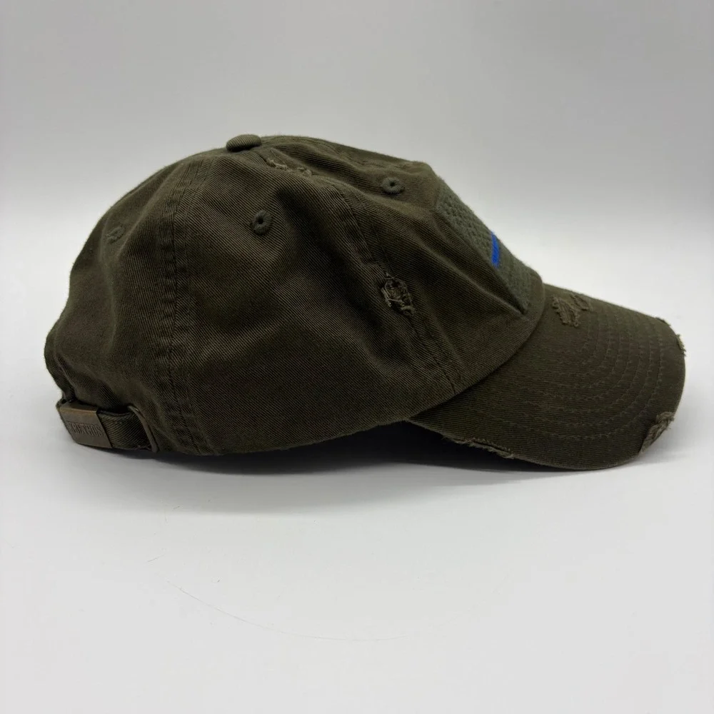 KBETHOS Vintage Men Olive Green Thin Blue Line American Flag Distressed Hat Cap